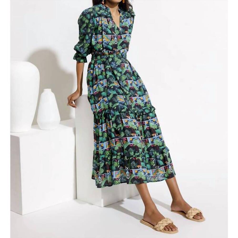 NEW EMILY LOVELOCK adela tropical print midi dress